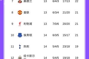 英超积分榜：阿森纳依旧5分领跑，维拉暂升第3，水晶宫第5