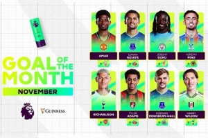 英超11月最佳进球候选：阿玛德凌空世界波、里沙利松超远吊射在列