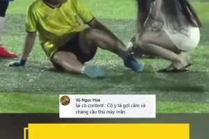 因妻子在看台上，越南球员拒绝了美女的治疗